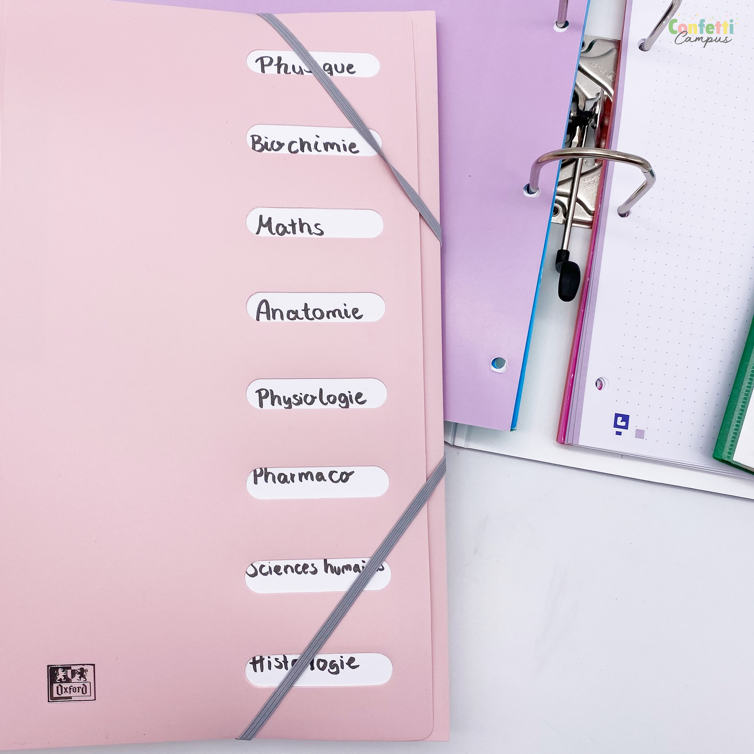 Trieur Oxford School Life Recyc+ A4 - 8 Intercalaires - Polypro Recyclé - Couleurs Assorties
