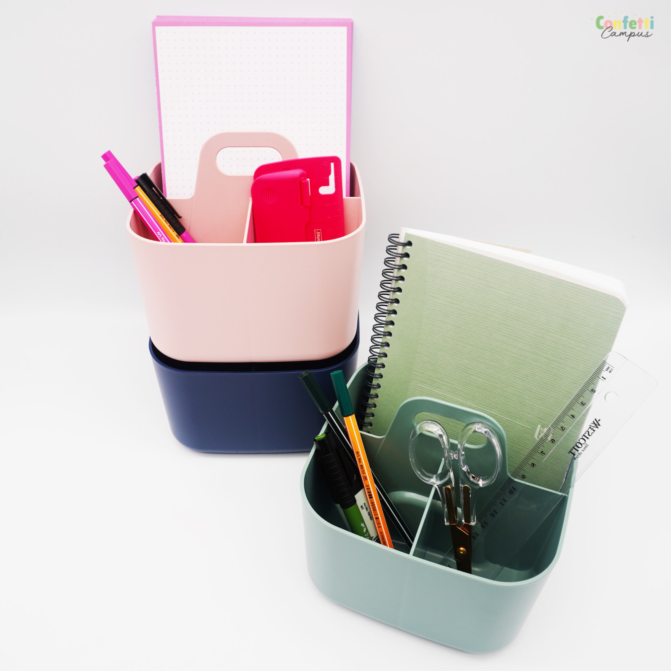 Organiseur De Bureau En Maille EXERZ - 3 Niveaux, 4 Compartiments, Couleurs Assorties (noir, Blanc, Rose, Violet)