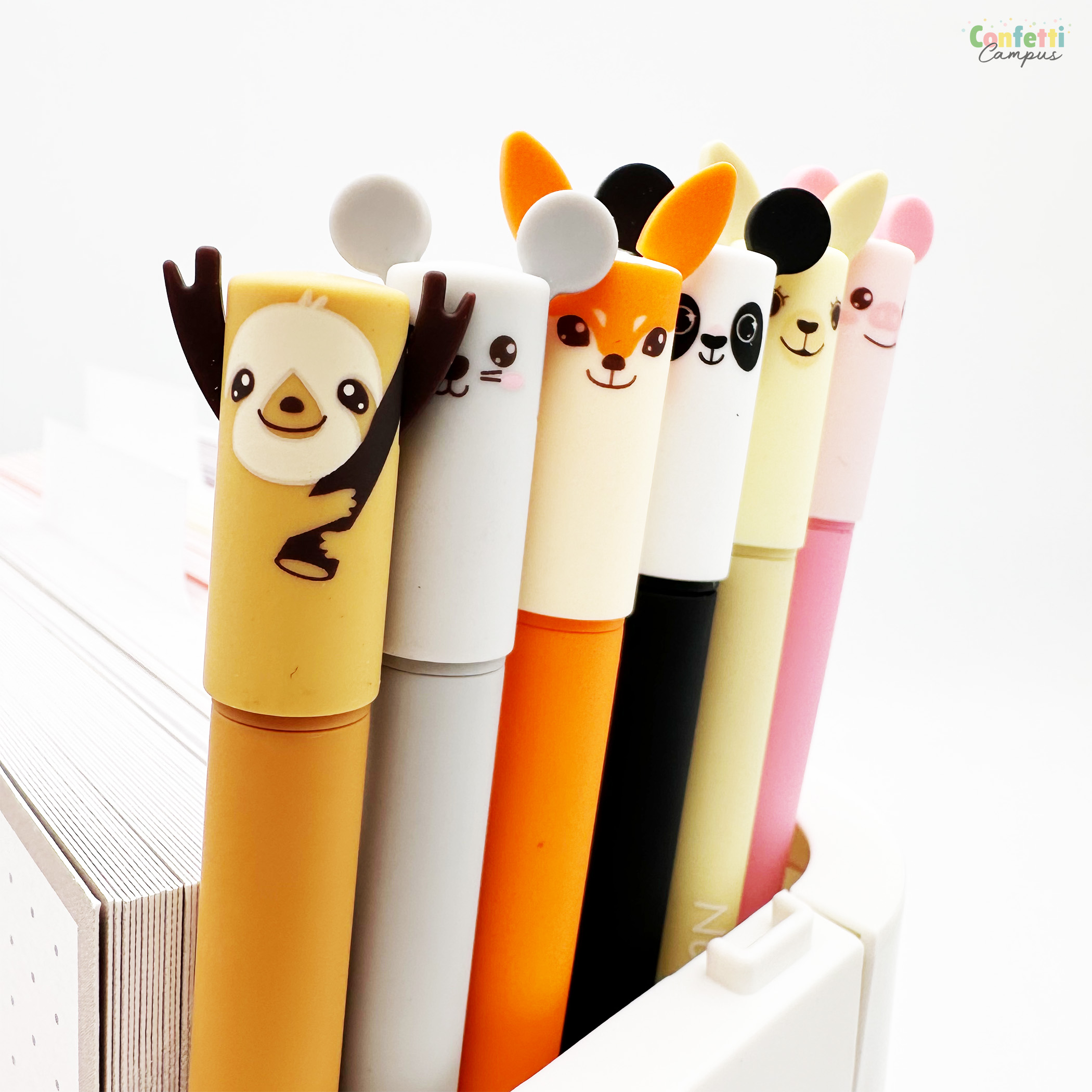 Stylos Gel Effaçables Capybara – Encre Thermosensible, Gomme Intégrée, Pointe 0.5 Mm – Lot De 6 – Cadeau étudiant Kawaii