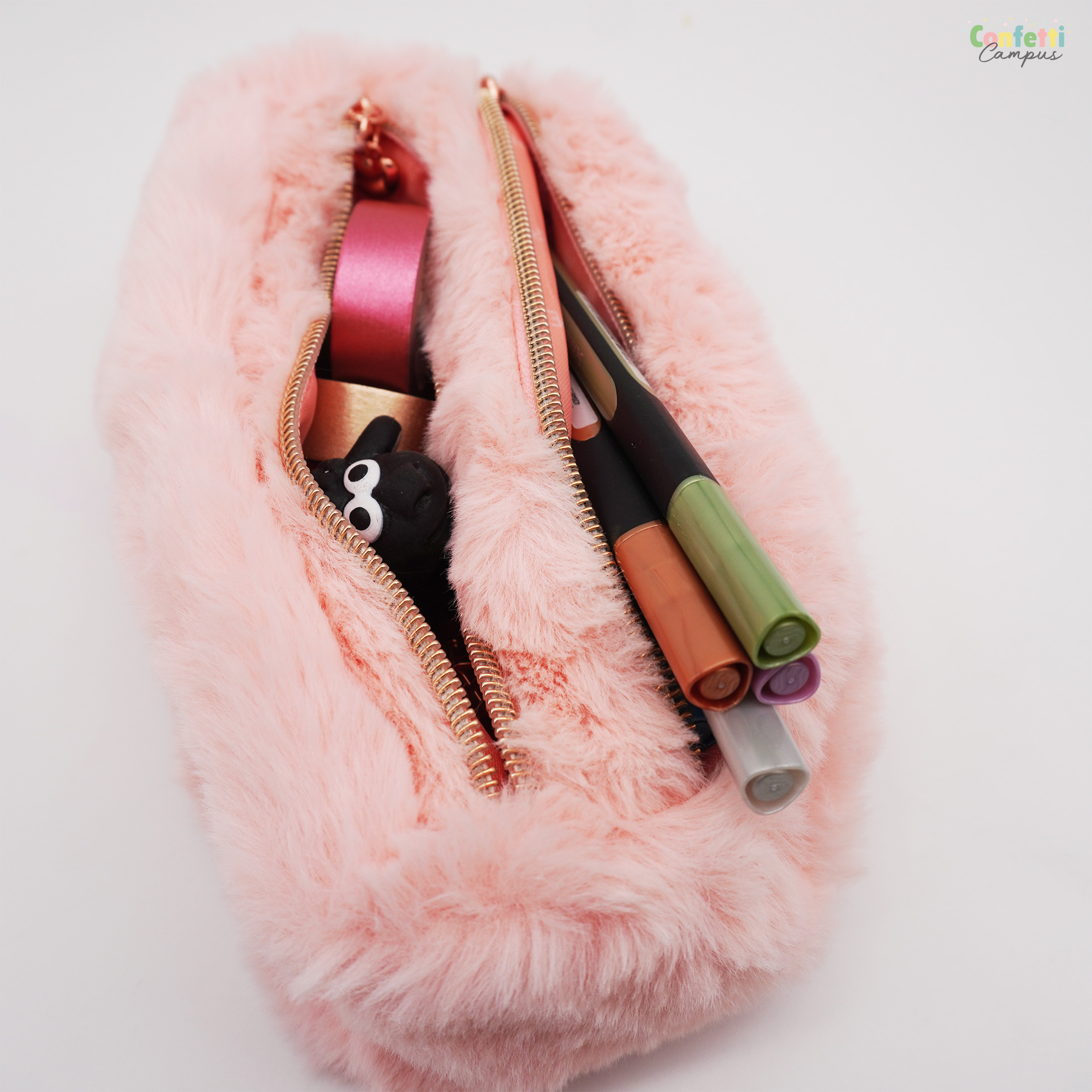 Trousse Scolaire Diddl En Peluche Rose - Logo Cœur, 20x8,5 Cm - Pour Stylos, Crayons, Accessoires - Cadeau Enfant Doux Et Mignon