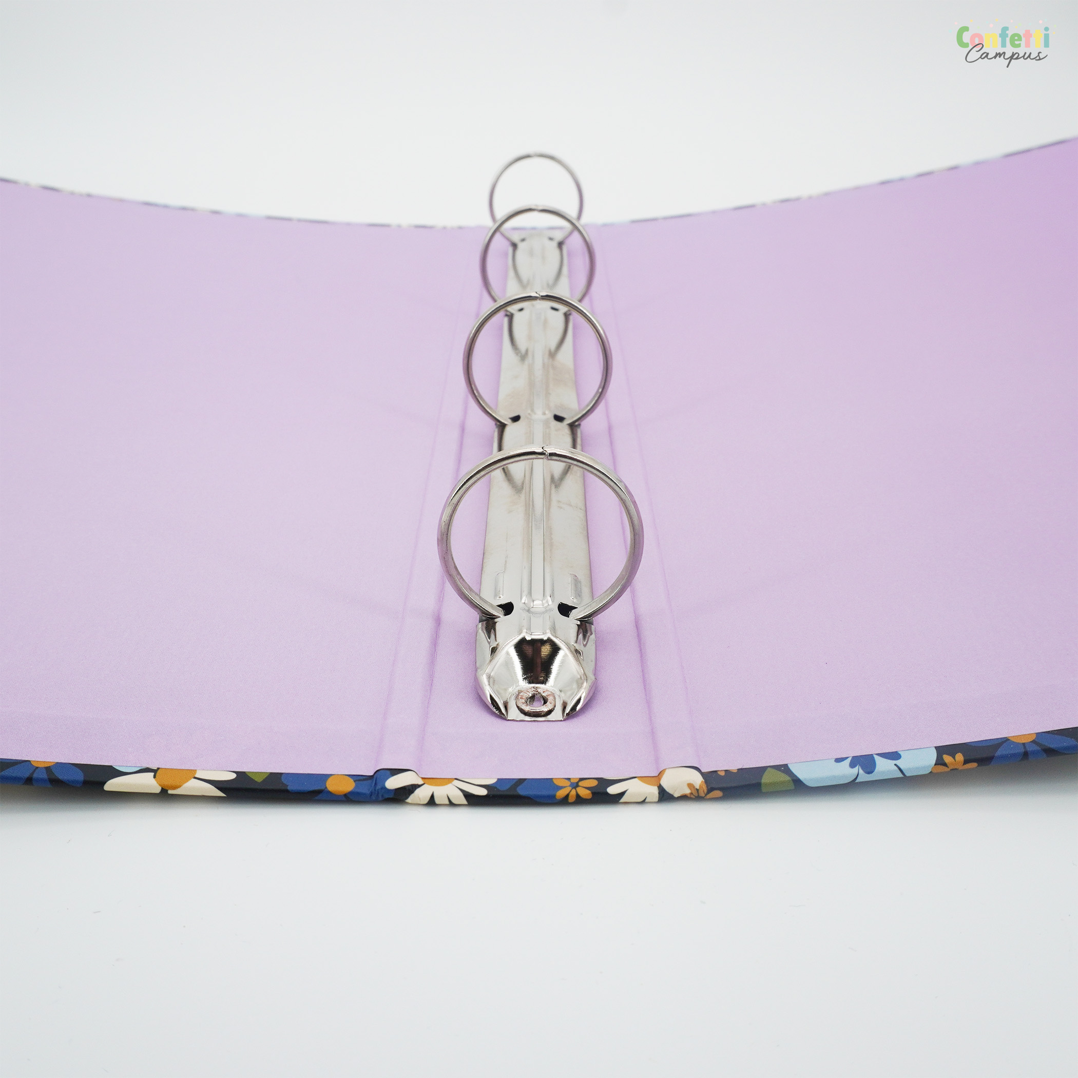 Classeur 3 Anneaux Mignon Chat & Fleurs Violettes – 200 Feuilles, Idéal Pour École, Bureau Et Voyage