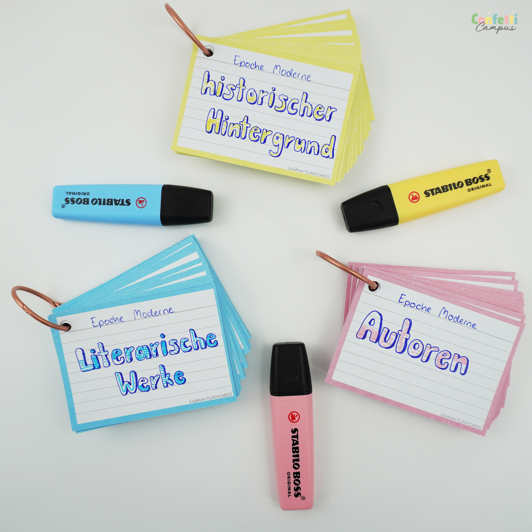 Kit EXAMS de 600 Flashcards Leitner pastel