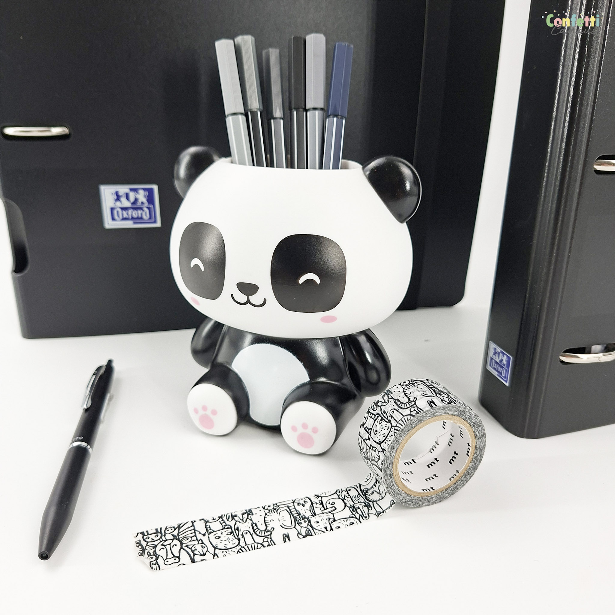Stylo Bille Décor Panda En Cloisonné - Avec étui Velours Et Recharge Neuve - Noir, Pointe Moyenne
